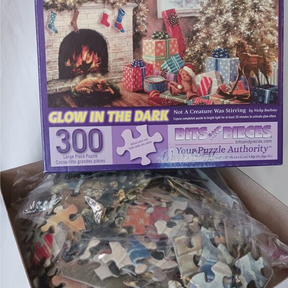 Bits and Pieces "Not a Creature Was Stirring" GLOW in the Dark 300 Piece Puzzle - Picture 2 of 2